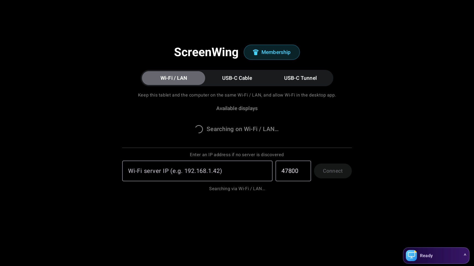 ScreenWing Android computer discovery screen